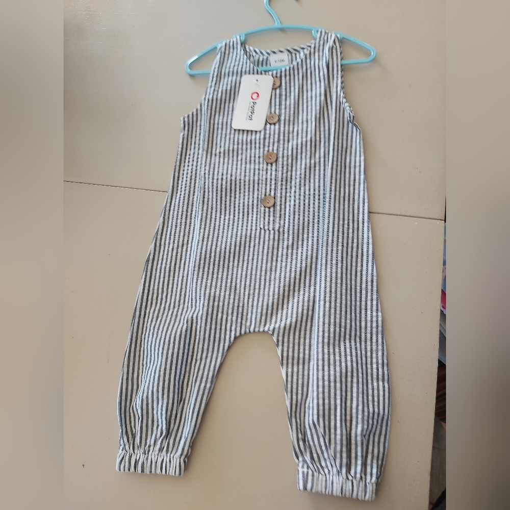 **3 Listings $20**Cat & Jack Striped Kids Jumpsuit - Black and White